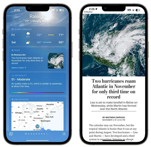 清镇苹果14维修分享iPhone 14手机如何看天气时顺带看新闻 