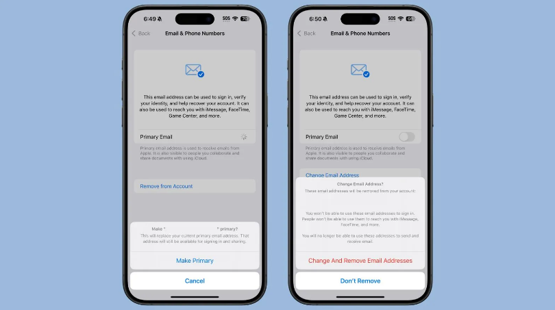 清镇苹果手机维修分享苹果 iOS 18.1 支持设置“主要”邮箱地址并更改 iCloud 邮箱 